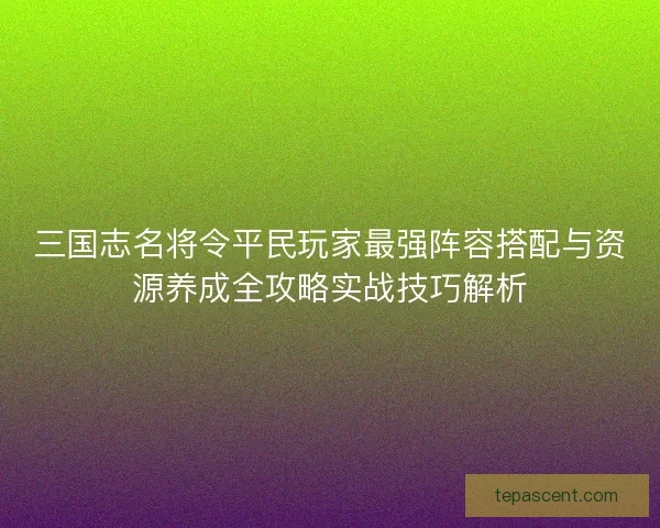 三国志名将令平民玩家最强阵容搭配与资源养成全攻略实战技巧解析
